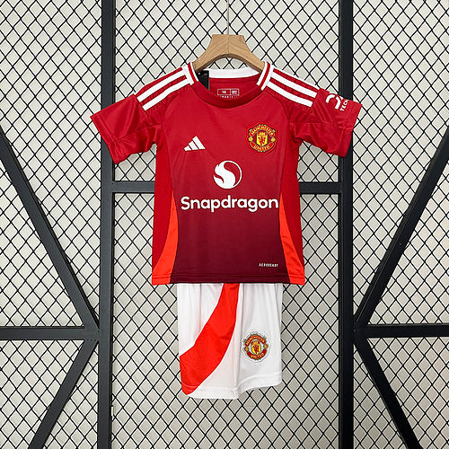 Manchester United 2024/25 Home Football Kit For Kids – New Season Jersey Shirt Kit